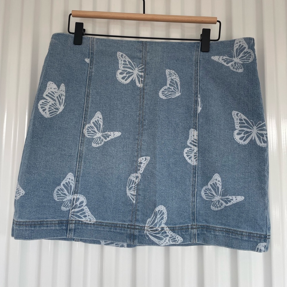 Tinseltown Blue Butterfly Mini Skirt
